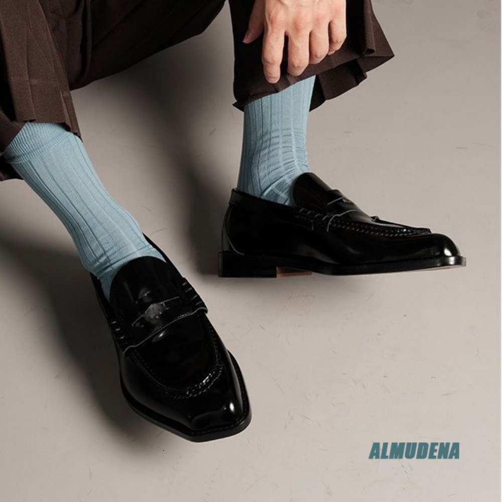 Formal Men Daily Wear Shoes - メンズファッション スクエアトゥ ローファー スリッポン フラット ドレスシューズ