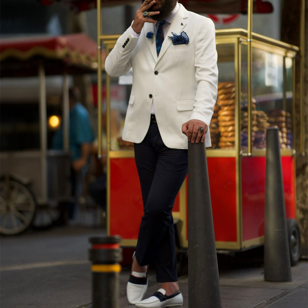 Men'S Formal Wear Not Suit - アイボリーフォーマルメンズスーツ ノッチラペル スリムブレザーセット 結婚式 パーティー 新郎衣装