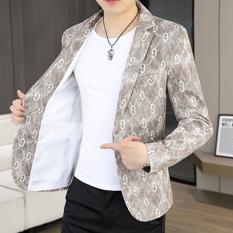 Men'S Style Formal Wear - 2026年秋冬メンズファッションアウトドアウェディングスリムビジネスレタープリントカジュアル韓国風フォーマルウェアブレザー