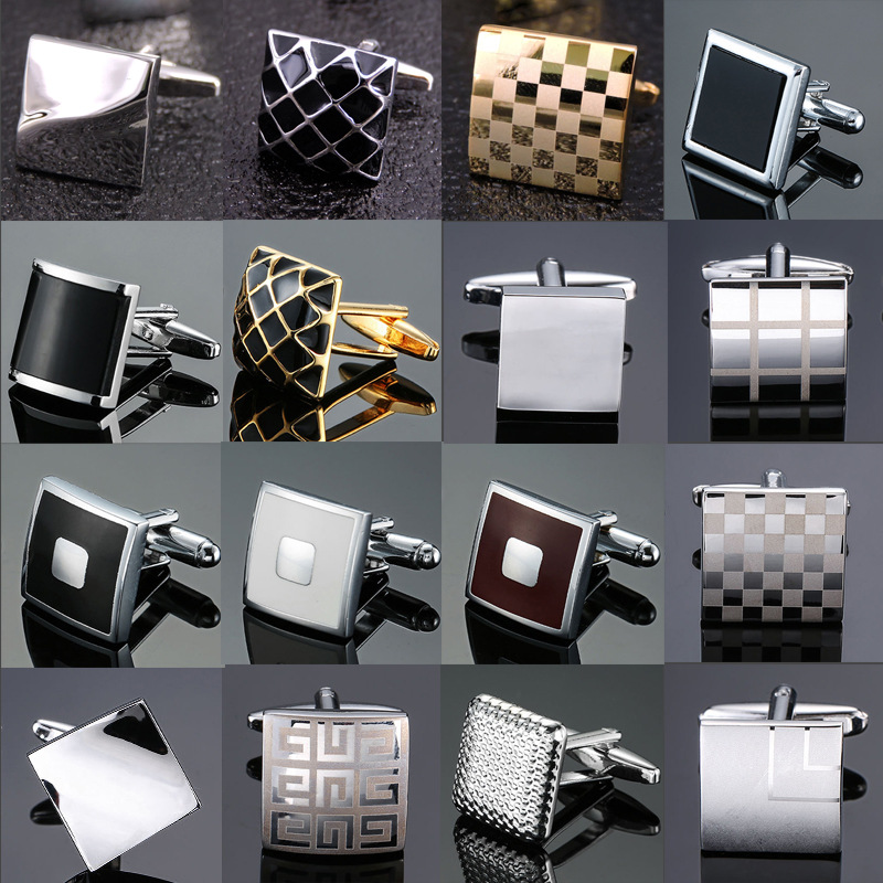 Dress Shirt French Cuff - 男性用カフス高級銀色のカフスレトロメタルカフスメンズフレンチスクエアボタンシャツビジネスジュエリーギフト用結婚式