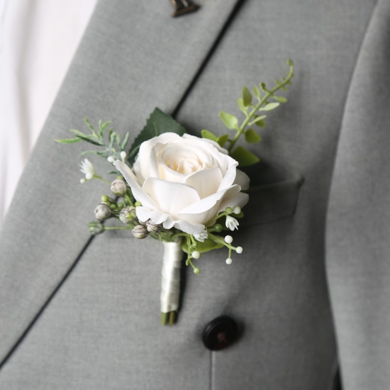 Men'S Formal Wear For A Wedding - 結婚式のスーツのコサージュ男性の花結婚式の男性の人工バラ手首コサージュ結婚式のアクセサリー XH05