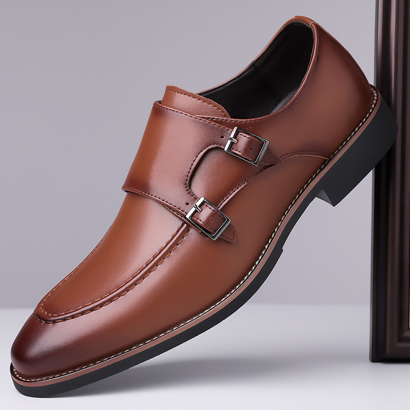 Formal Men Daily Wear Shoes - メンズ スリッポン フォーマル レザー ダービーシューズ、快適で通気性のあるビジネスシューズ、職場での日常着に最適なソフトな滑り止めソール-XH9228