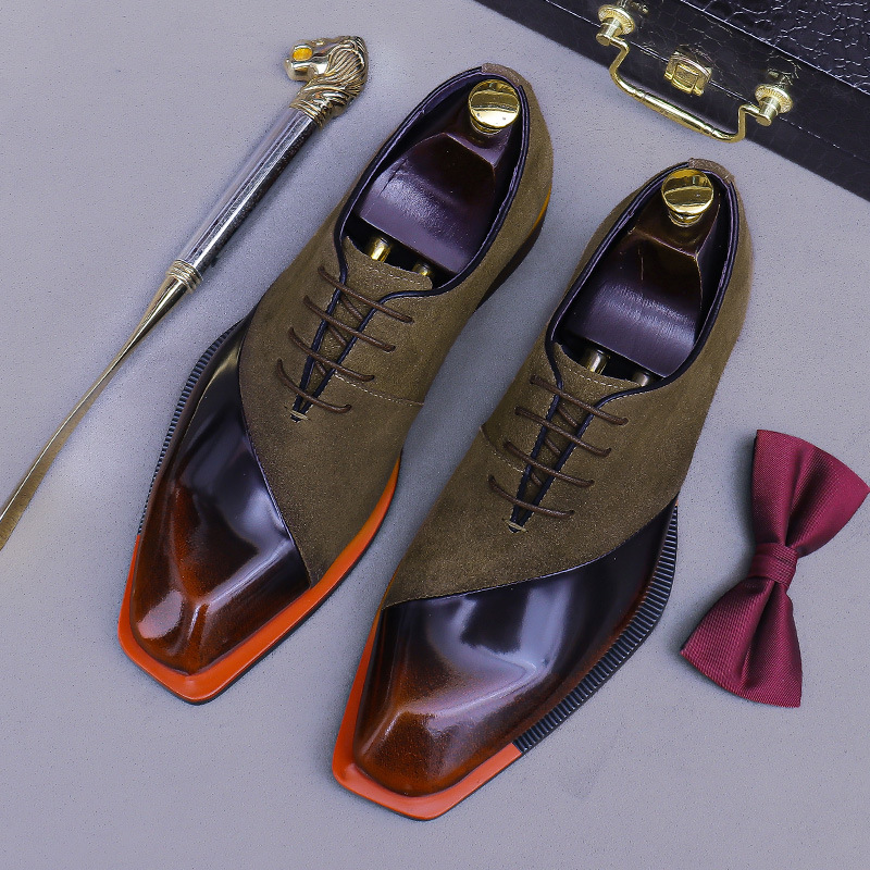 Men Formal Wear Shoes - スエード本革縫製オックスフォードシューズ メンズ本革ローカットフォーマルビジネスドレスシューズ クラシックカジュアルフットウェア デイリーユース