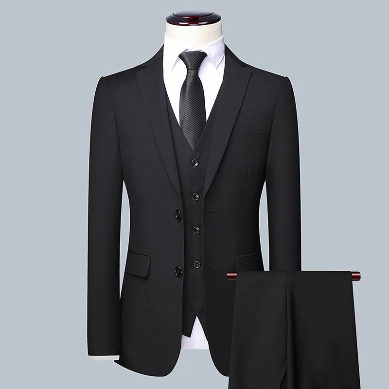 Men Formal Wear Wedding - メンズソリッドカラービジネススーツ 2025 高品質ファッション宴会結婚式トレンド新郎ベストマンシングル 3/2/1