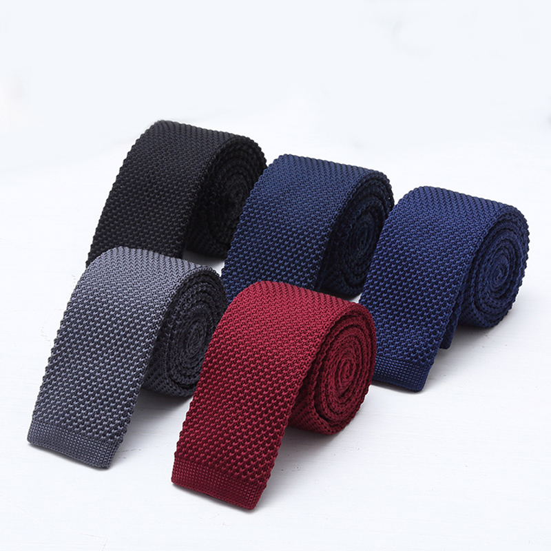 Men Formal Wear Black And White - 6cm幅の無地黒白ニットネクタイ メンズ フォーマルファッション ニットグレー ブルーネクタイ カジュアルネッカチーフ