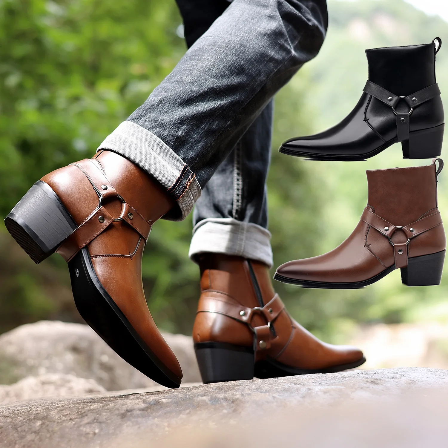 Men Formal Wear Shoes - 男性用のクラシックなウエスタンカウボーイブーツ,デザイナーブランドのドレスブーツ,サイドジッパー付き,快適な先のとがった靴,47,48