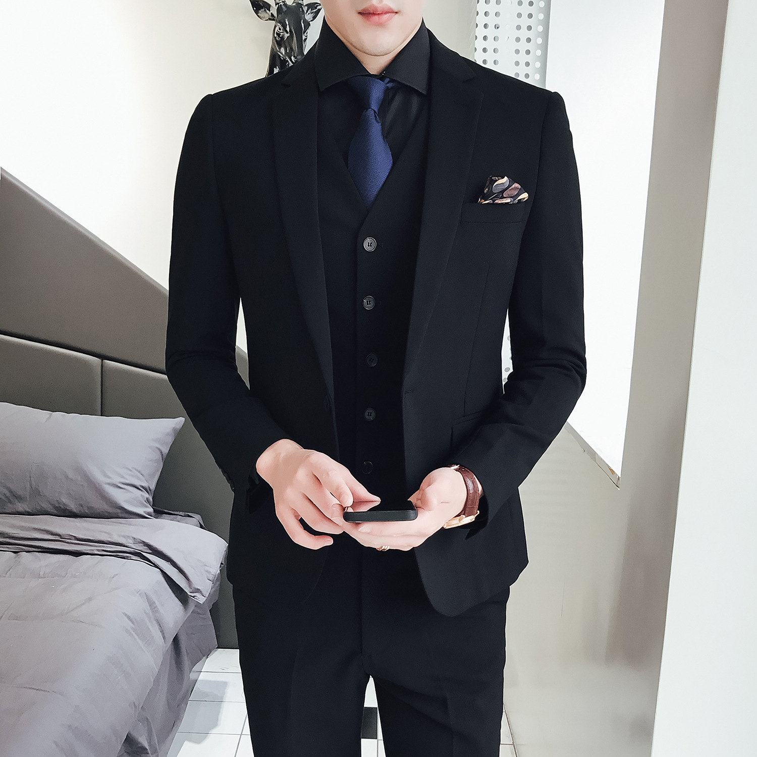 Men'S Formal Wear Not Suit - メンズスリーピーススーツ、韓国版、スリムフィット、カジュアルブティック、フォーマルウェア、おしゃれでハンサムな新郎用