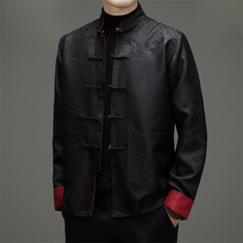 Men'S Style Formal Wear - 唐風メンズ長袖両面コート春秋中国風お父さんのフォーマルウェアおじいちゃんのフォーマルウェア漢服
