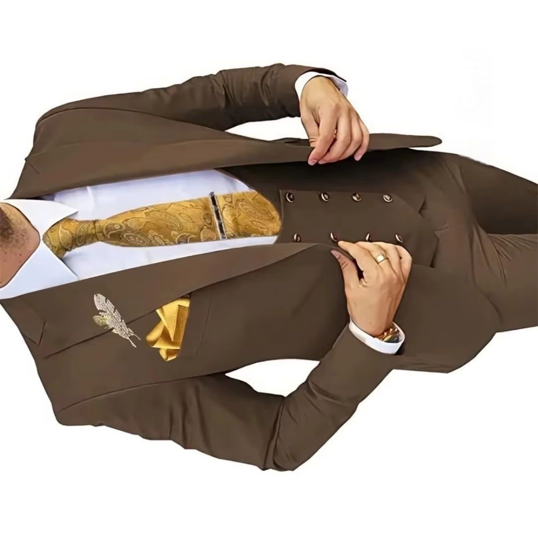 Men'S Formal Wear Not Suit - 3ピーススリムフィットメンズスーツ、ダブルブレストゴールドボタンブレザーベストパンツセット、結婚式用フォーマルウェア、花婿の付添人用