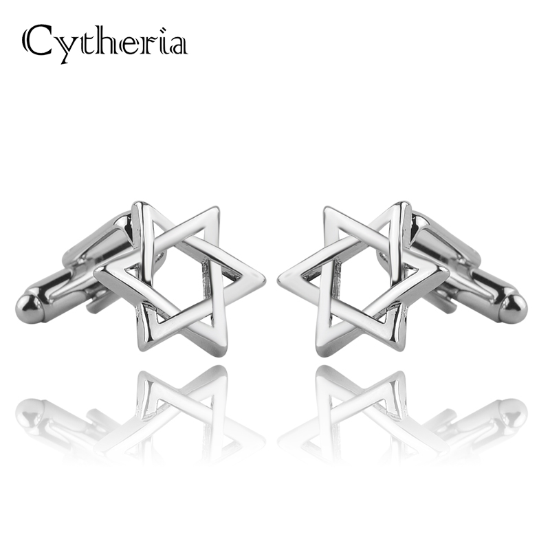Dress Shirt French Cuff - 男性のための六角形の星のカフリンクス流行のダビデの星カフリンクスフランスのシャツoオフィスカフリンクボタンクリスマスギフト