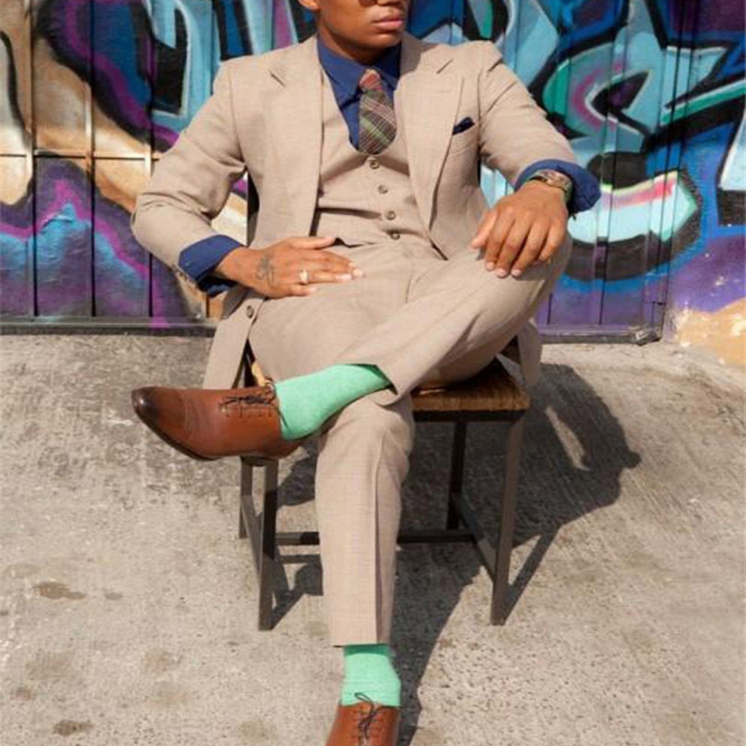 Men'S Formal Wear Not Suit - アイボリー スリムフィット 3ピース メンズ ウェディングスーツセット ピークドラペルジャケット