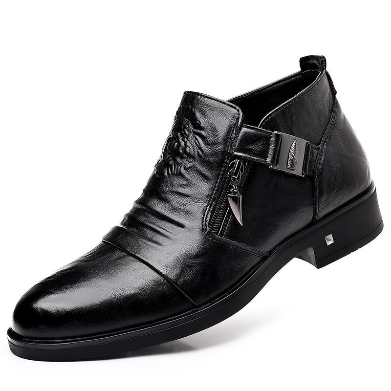 Men Formal Wear Shoes - メンズレトロライオンヘッドジッパードレスシューズオフィスビジネスローファー軽量カジュアルアンクルブーツ男性用スリッポン高級 Mo-32241