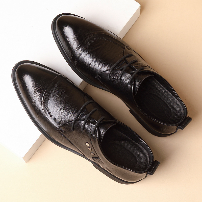 メタルリベット付きレザーオックスフォードシューズ、レースアッ - Formal Men Daily Wear Shoes のレビューと価格