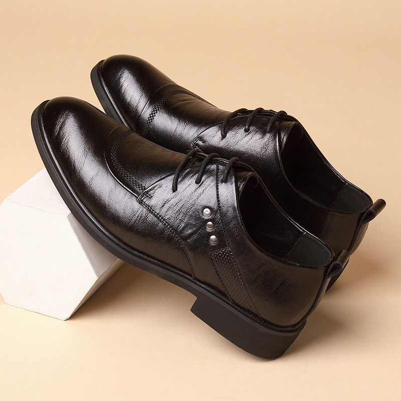 メタルリベット付きレザーオックスフォードシューズ、レースアッ - Formal Men Daily Wear Shoes のレビューと価格