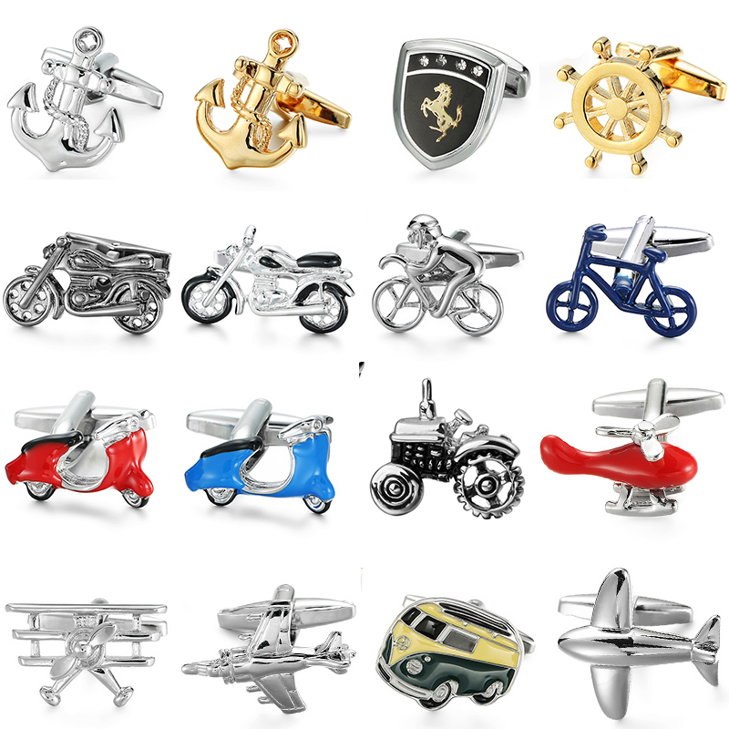 高品質バス、飛行機、自転車、バイクのカフスボタン、メンズフレ - Dress Shirt French Cuff のレビューと価格