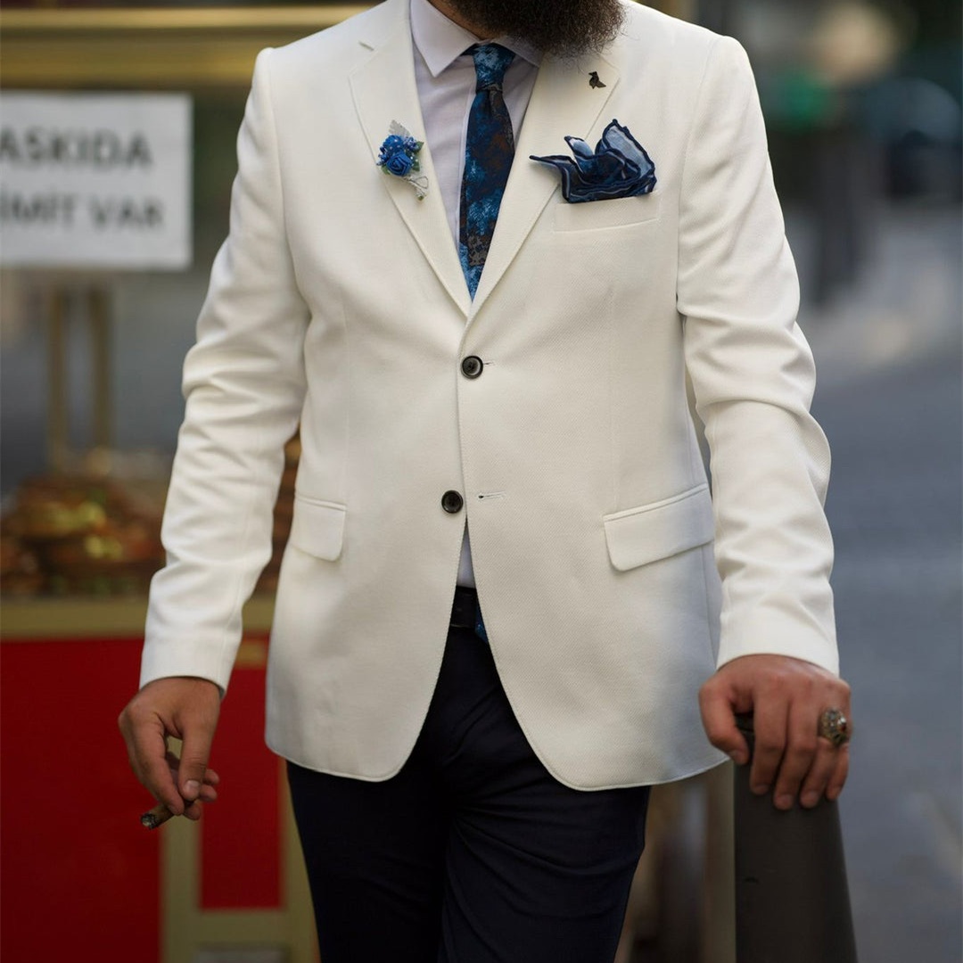 アイボリーフォーマルメンズスーツ ノッチラペル スリムブレザ - Men'S Formal Wear Not Suit のレビューと価格