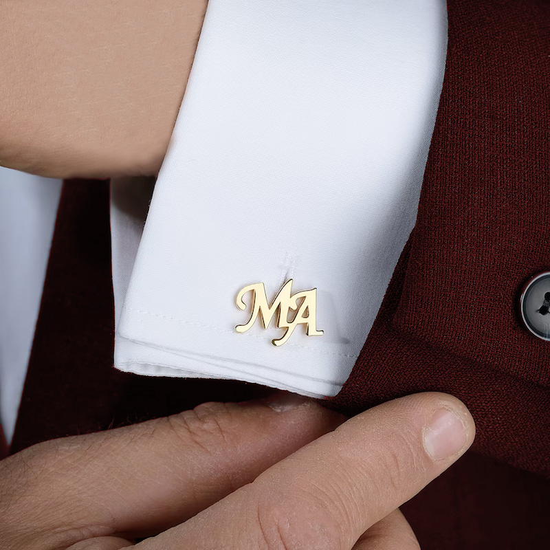 男性用のパーソナライズされたカフリンクス,ステンレス鋼の文字 - Men'S Formal Wear For A Wedding のレビューと価格