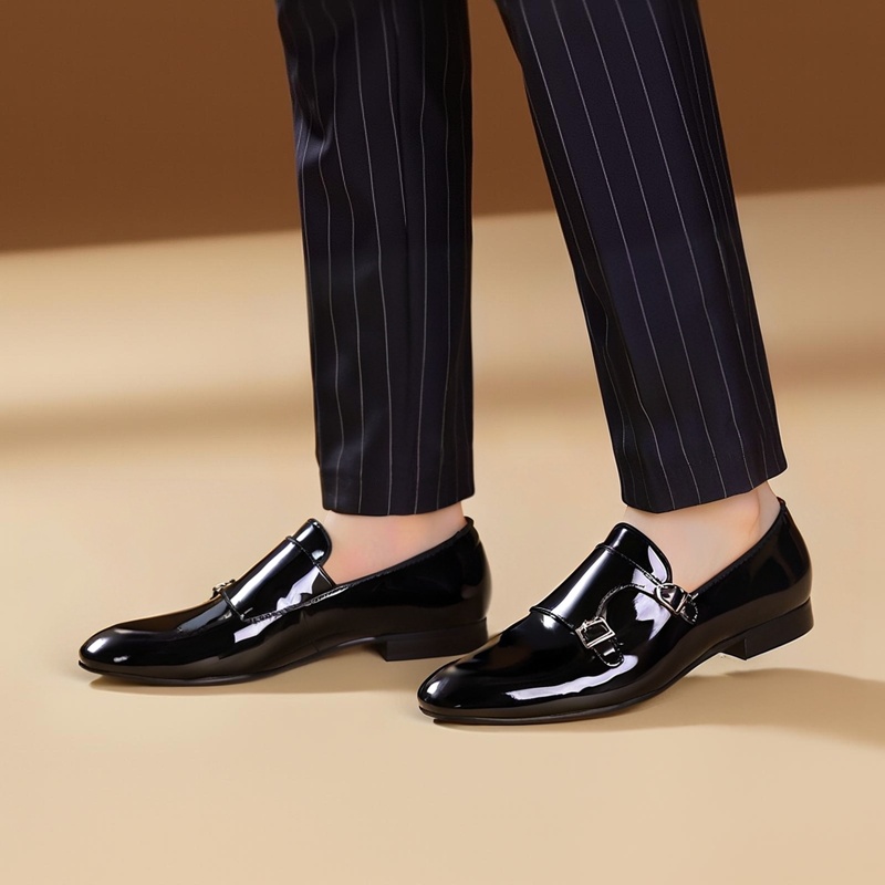 Piergitar 新ブラックカラーパテントレザーメンズダブ - Men Formal Wear Shoes のレビューと価格