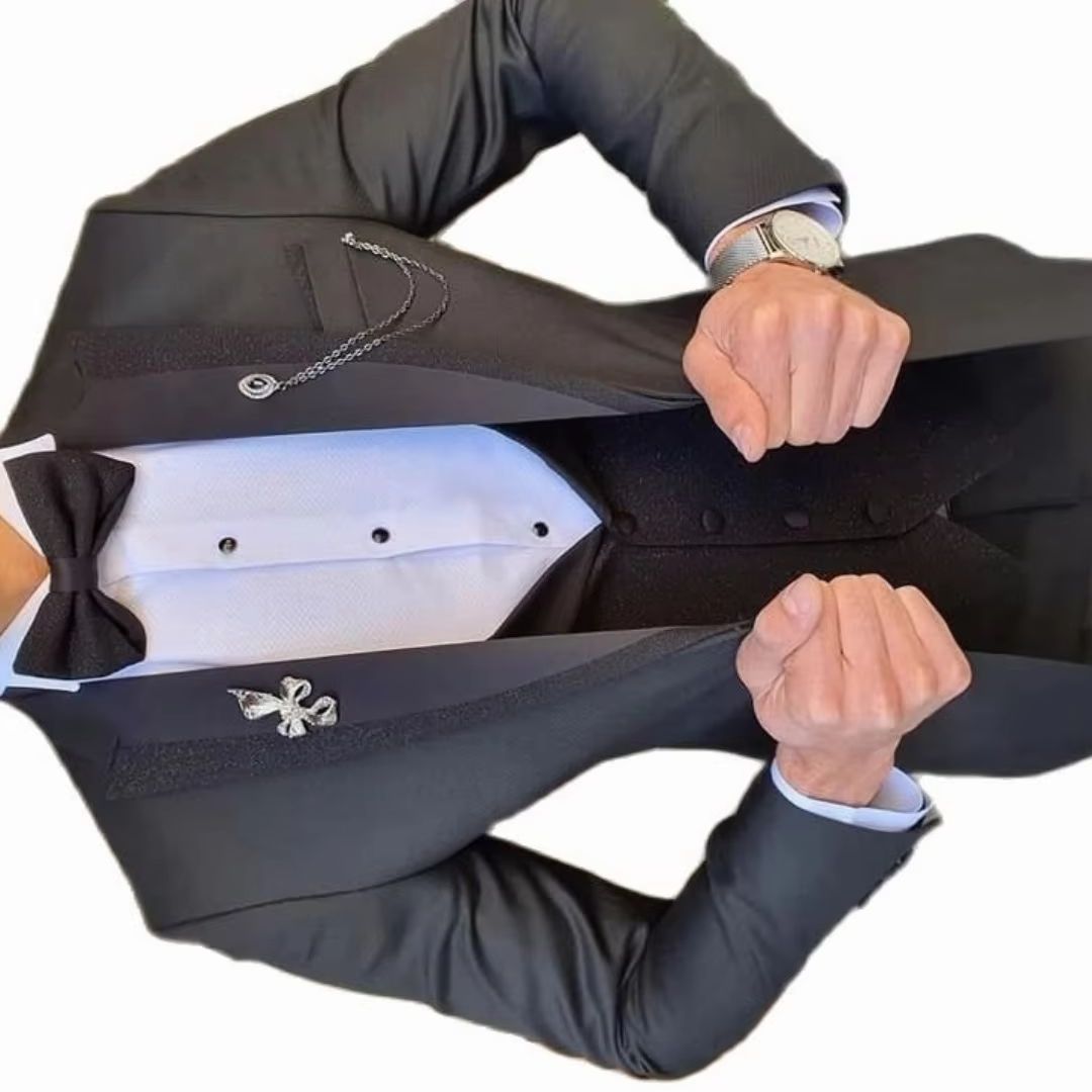 3ピーススリムフィット仕立てのメンズタキシード、ファッショナ - Men'S Formal Wear Not Suit のレビューと価格
