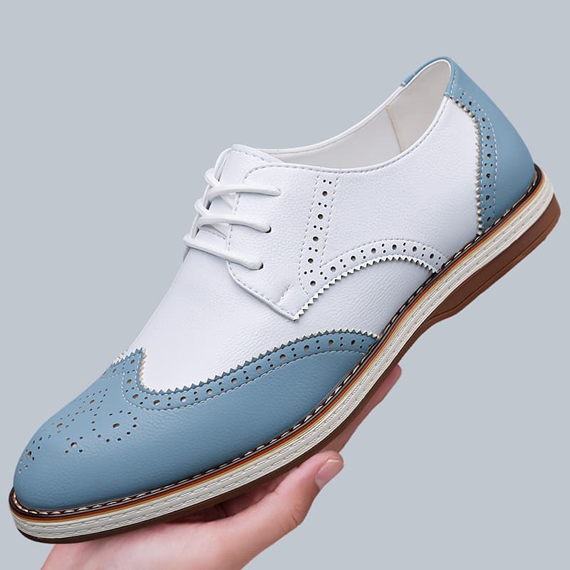 メンズ ホワイト ブルー ツートーン ブローグ オックスフォ - Men Formal Wear Shoes のレビューと価格