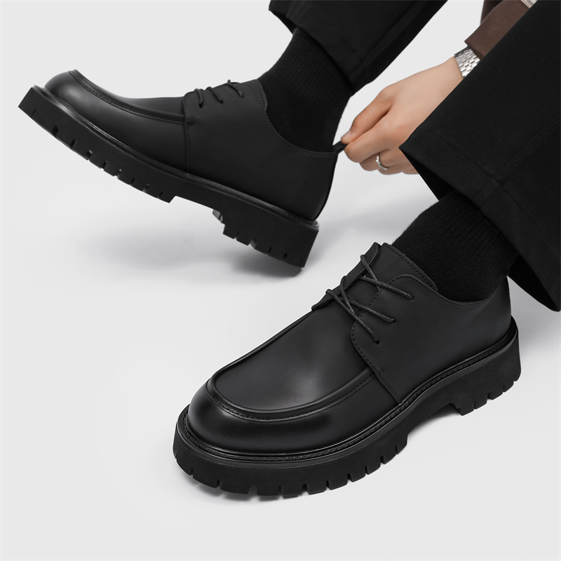 男性用の大きなつま先のパテントレザーシューズ,オリジナルの黒 - Men Formal Wear Shoes のレビューと価格