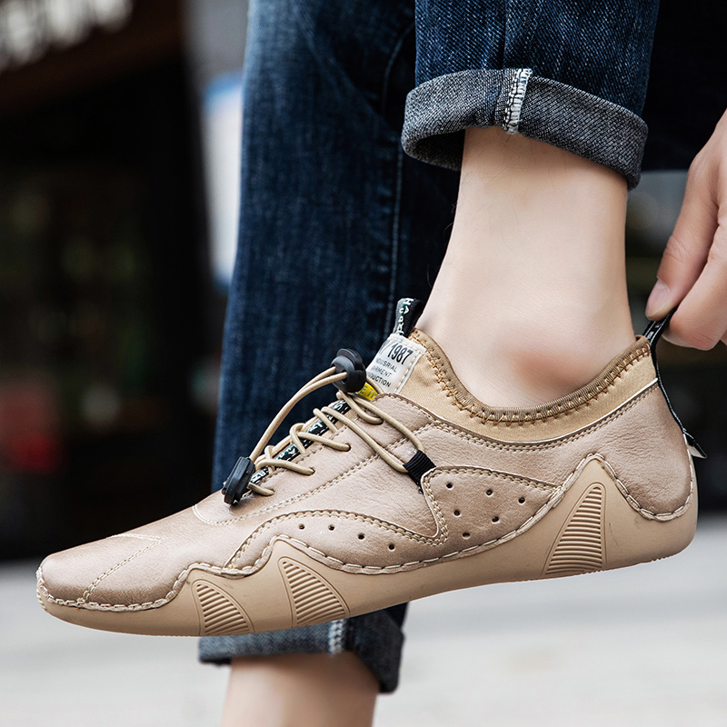 男性用レザーレットスニーカー,運転靴,防水靴,高級靴,ダブル - Men Formal Wear Shoes のレビューと価格