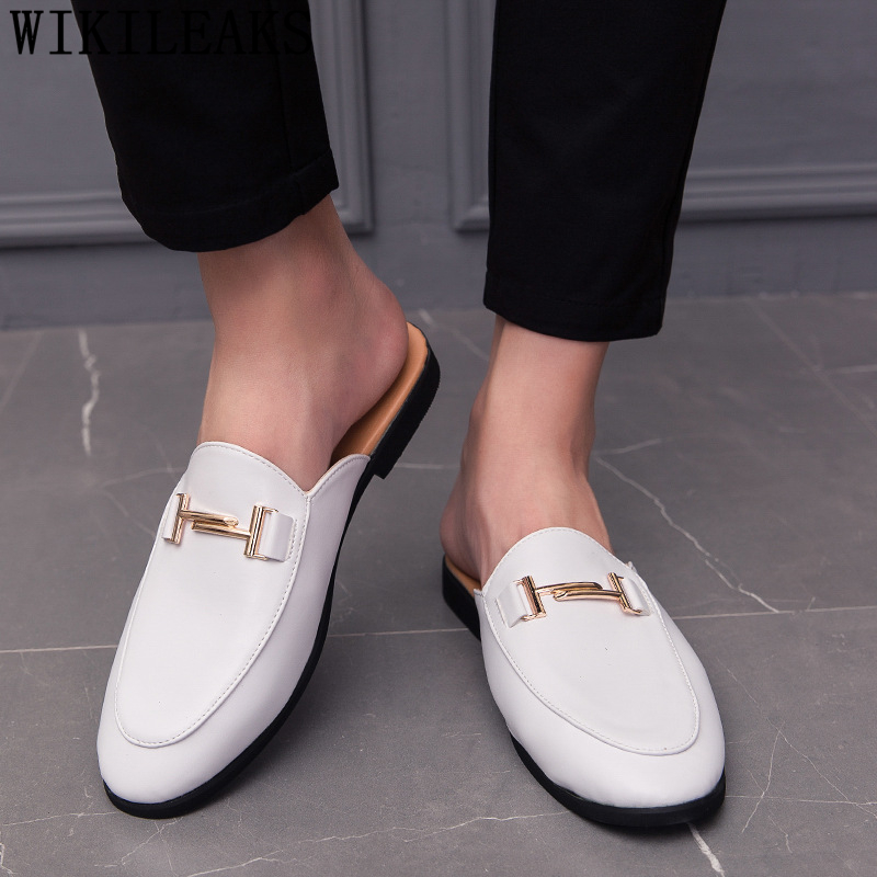 黒のハーフシューズ男性用革靴男性ミュールカジュアルシューズ男 - Men Formal Wear Shoes のレビューと価格