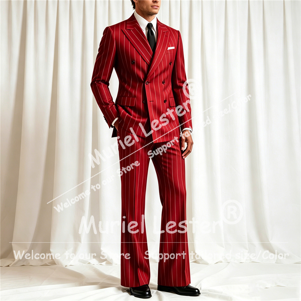 エレガントなストライプスーツ メンズ 2ピースセット ダブル - Men'S Style Formal Wear のレビューと価格