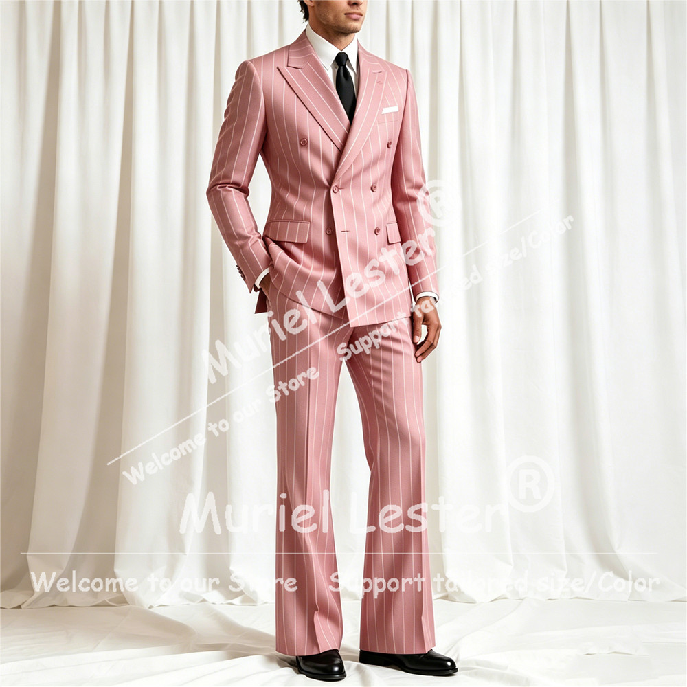 エレガントなストライプスーツ メンズ 2ピースセット ダブル - Men'S Style Formal Wear のレビューと価格