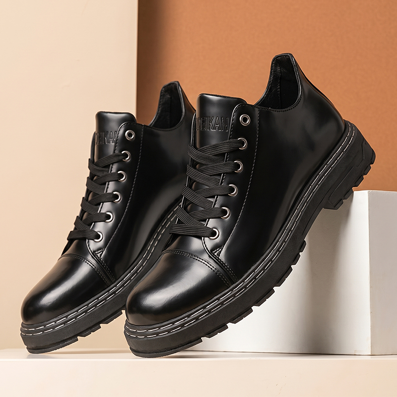 メンズ ブラック レースアップ レザーシューズ 厚底 ビジネ - Men Formal Wear Shoes のレビューと価格