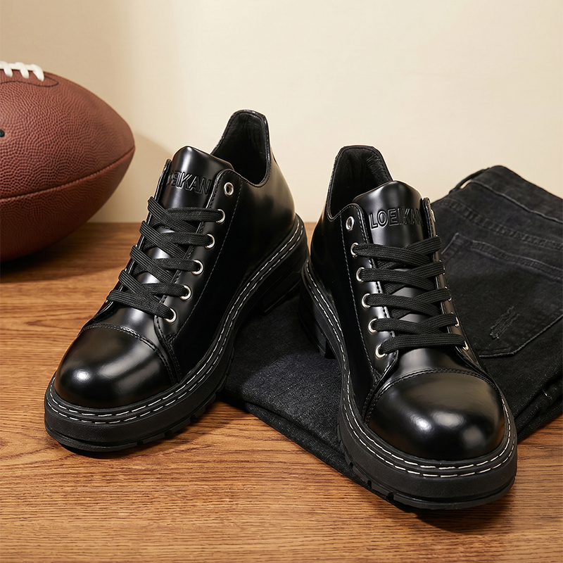 メンズ ブラック レースアップ レザーシューズ 厚底 ビジネ - Men Formal Wear Shoes のレビューと価格