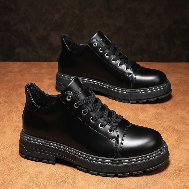 メンズ ブラック レースアップ レザーシューズ 厚底 ビジネ - Men Formal Wear Shoes のレビューと価格