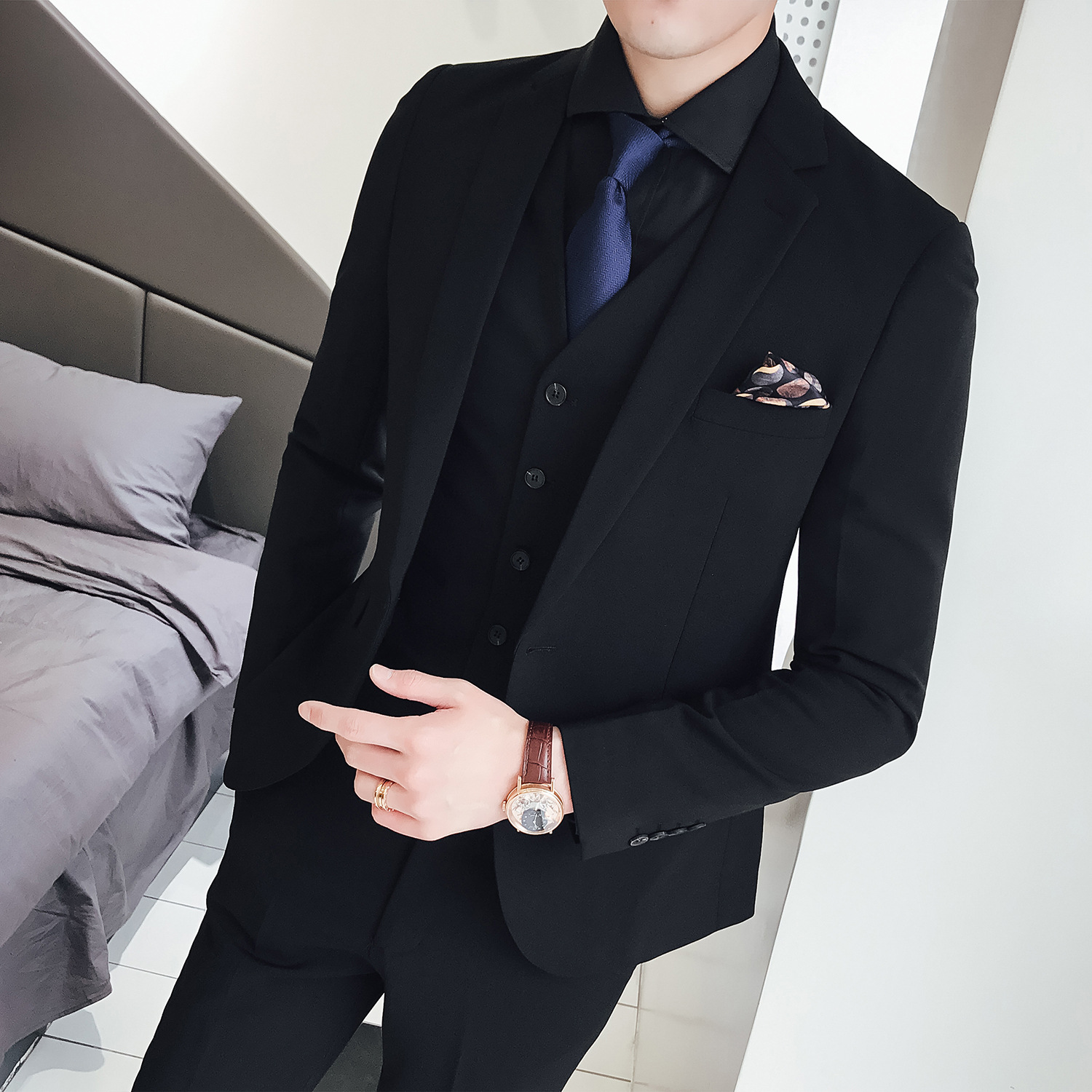 メンズスリーピーススーツ、韓国版、スリムフィット、カジュアル - Men'S Formal Wear Not Suit のレビューと価格