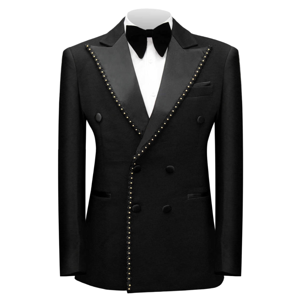 メンズダブルブレストビーズ付きフォーマルスーツ2ピースウェデ - Men Formal Wear Wedding のレビューと価格