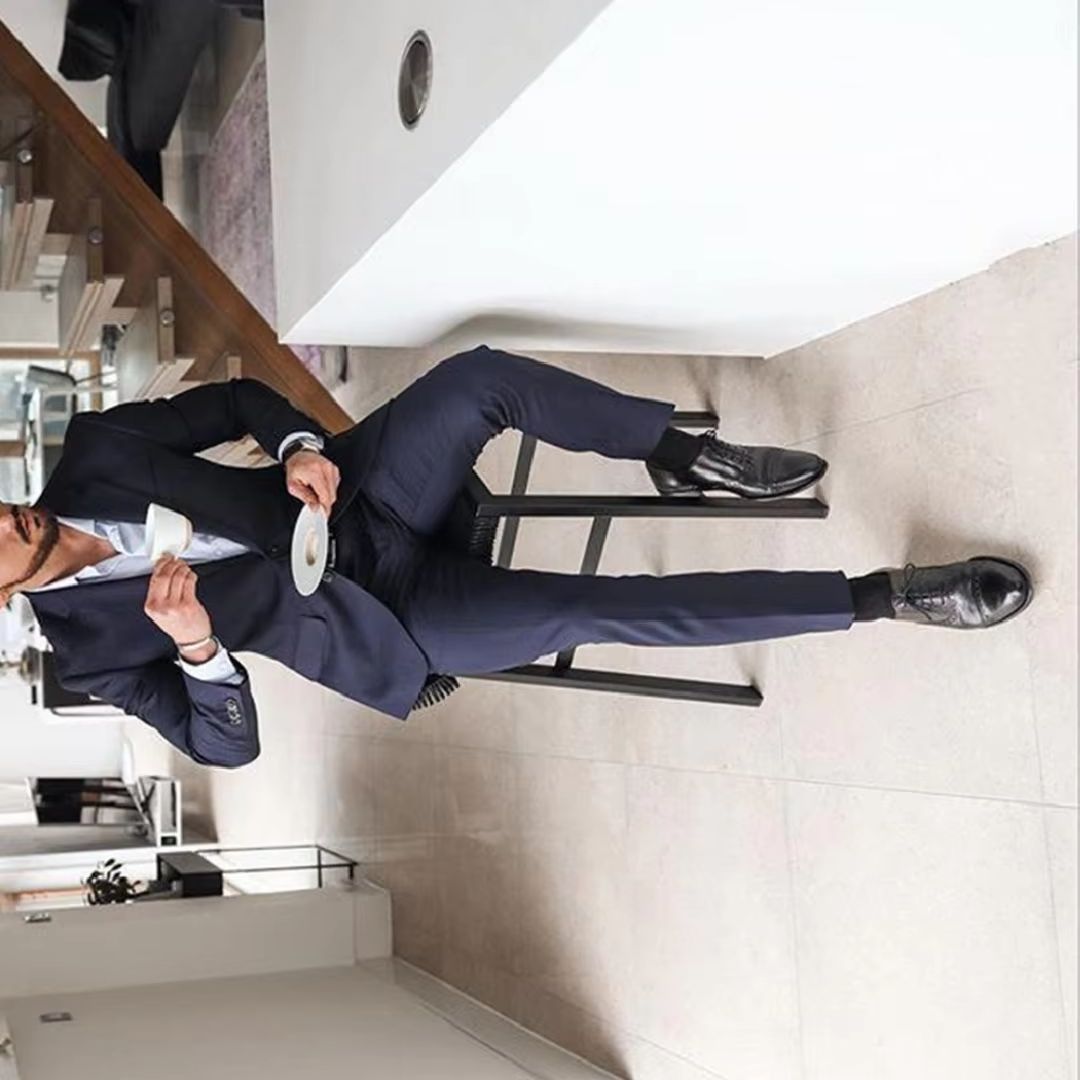 ネイビーブルーの2ピースメンズタキシードスーツ、花婿の付添人 - Men'S Formal Wear Not Suit のレビューと価格