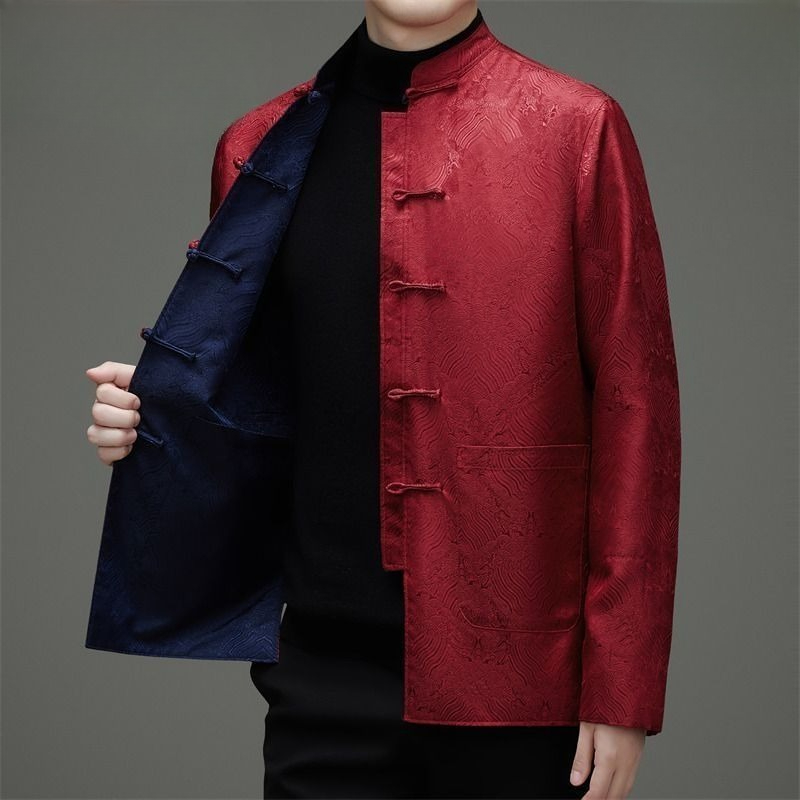 唐風メンズ長袖両面コート春秋中国風お父さんのフォーマルウェア - Men'S Style Formal Wear のレビューと価格