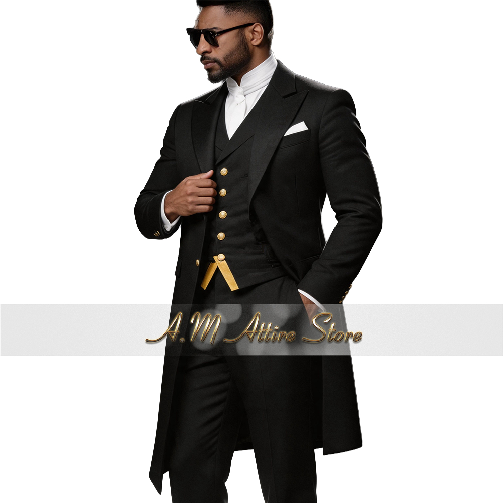 男性用ウェディングスーツ ブルー 3ピース ロングブレザー  - Men Formal Wear Wedding のレビューと価格