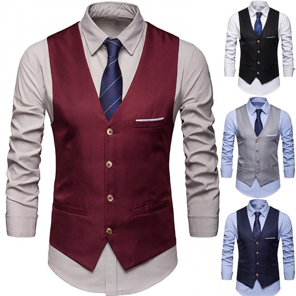 男性用のカジュアルなノースリーブのスリムなウエストベスト,男 - Men'S Formal Wear For A Wedding のレビューと価格