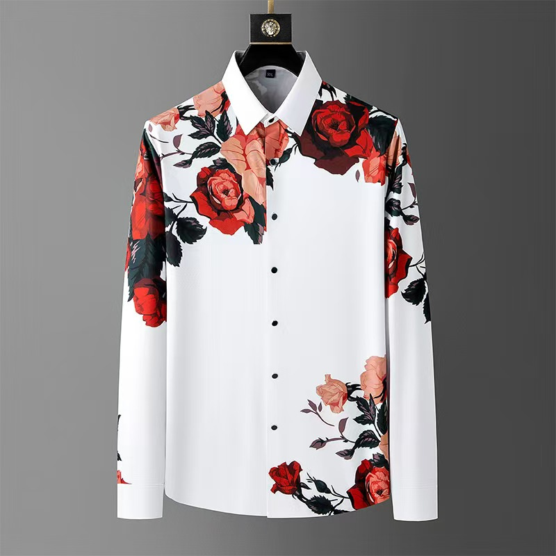 メンズ長袖シャツ,ヴィンテージ,フローラルプリント,社交クラ - Men Formal Wear Dress のレビューと価格