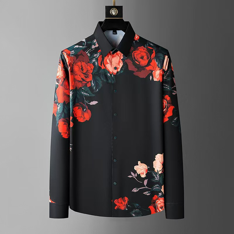 メンズ長袖シャツ,ヴィンテージ,フローラルプリント,社交クラ - Men Formal Wear Dress のレビューと価格