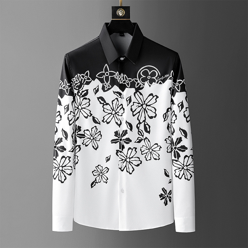 メンズ長袖シャツ,ヴィンテージ,フローラルプリント,社交クラ - Men Formal Wear Dress のレビューと価格