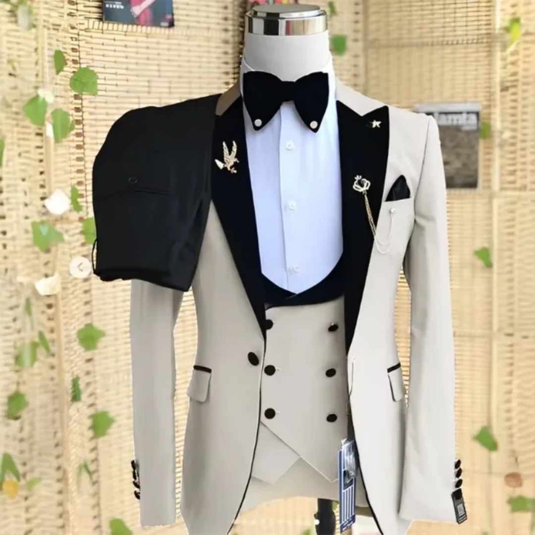 エレガントな3ピーススリムフィットメンズタキシードスーツセッ - Men'S Formal Wear Not Suit のレビューと価格