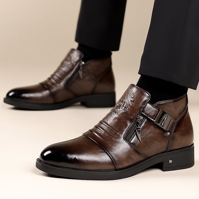メンズレトロライオンヘッドジッパードレスシューズオフィスビジ - Men Formal Wear Shoes のレビューと価格