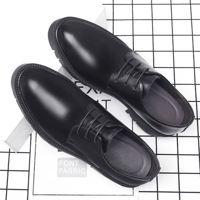 メンズブラックレザーレースアップドレスシューズ、厚底プラット - Men Formal Wear Dress のレビューと価格