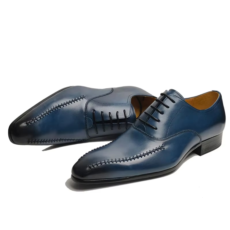 高級メンズ本革ドレスシューズ、ポインテッドトゥ、手縫い、ファ - Men Formal Wear Dress のレビューと価格