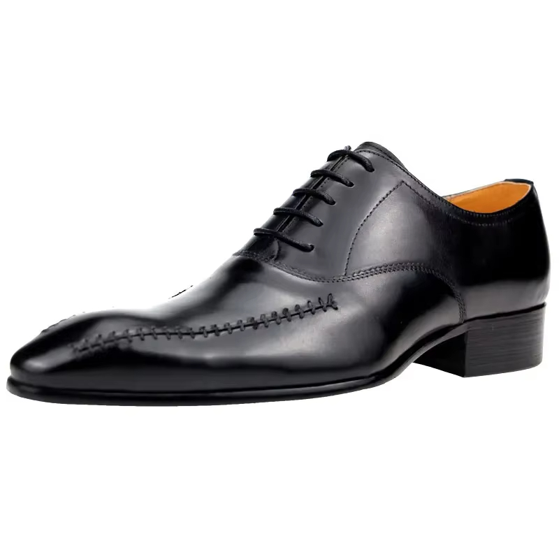 高級メンズ本革ドレスシューズ、ポインテッドトゥ、手縫い、ファ - Men Formal Wear Dress のレビューと価格