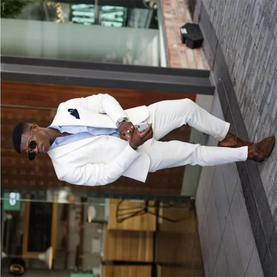メンズホワイトフォーマルスーツ クラシックフィット 2ピース - Men'S Formal Wear Not Suit のレビューと価格