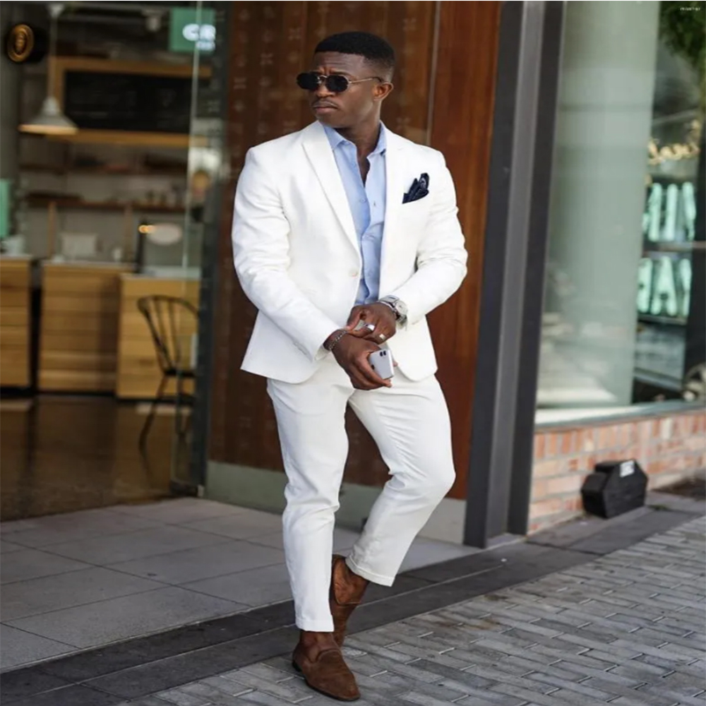 メンズホワイトフォーマルスーツ クラシックフィット 2ピース - Men'S Formal Wear Not Suit のレビューと価格