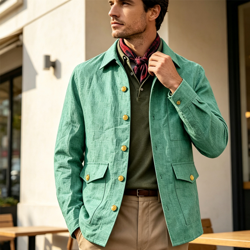 ヴィンテージメンズリネンジャケット、ラペルカラー、ゴールドボ - Men'S Style Formal Wear のレビューと価格