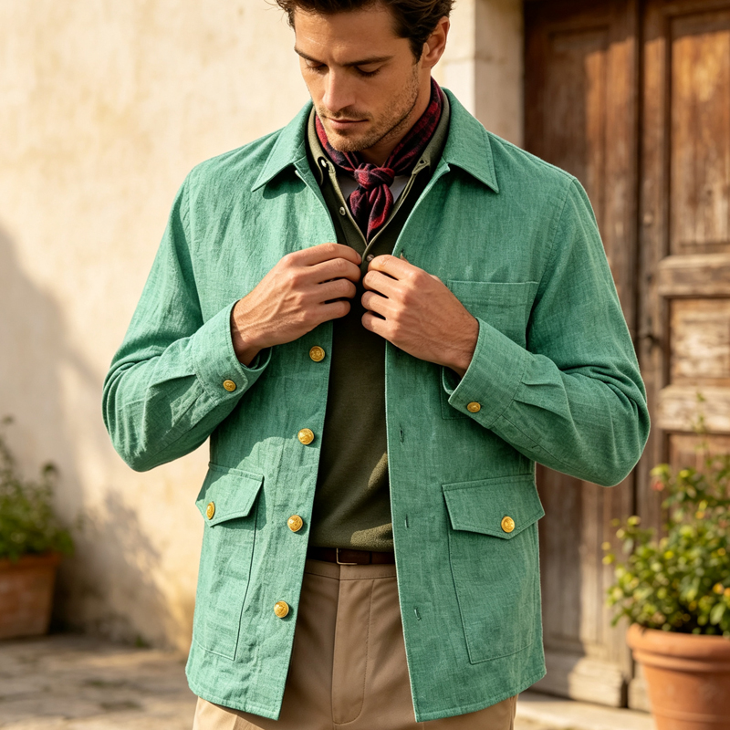 ヴィンテージメンズリネンジャケット、ラペルカラー、ゴールドボ - Men'S Style Formal Wear のレビューと価格